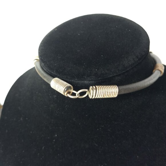 Steampunk Glass Bead Choker Necklace Art to Wear Bold Statement Unique Fun - Picture 5 of 8